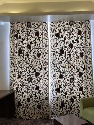 Handcrafted Kashmiri Crewel Work Curtains – Floral Pattern