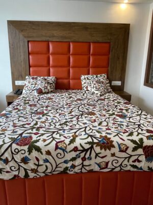 Gulbahar Kashmiri Crewel Embroidered Bedsheet with Pillow Covers & Cushion Covers