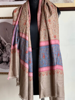 Royal Sozni Jaal Kashmiri Pashmina Shawl hand-embroidered in traditional Kashmiri craftsmanship