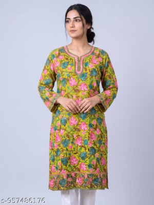 Kashmiri Georgette Mustard Kurti with Chinari Nazar Ari Embroidery