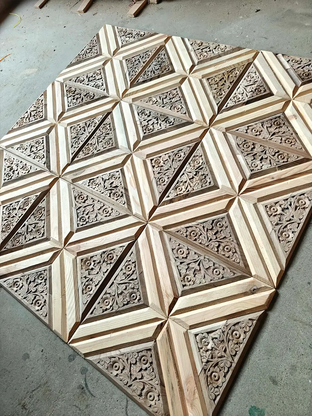 Walnut Wooden Wall Tiles – Handmade Kashmiri (12” x 12”) – Set of 20 - Image 2